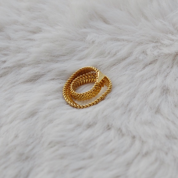 LAST2 Gold Plated Snake Herringbone Soft Chain Wrap Ring - Picture 10 of 13